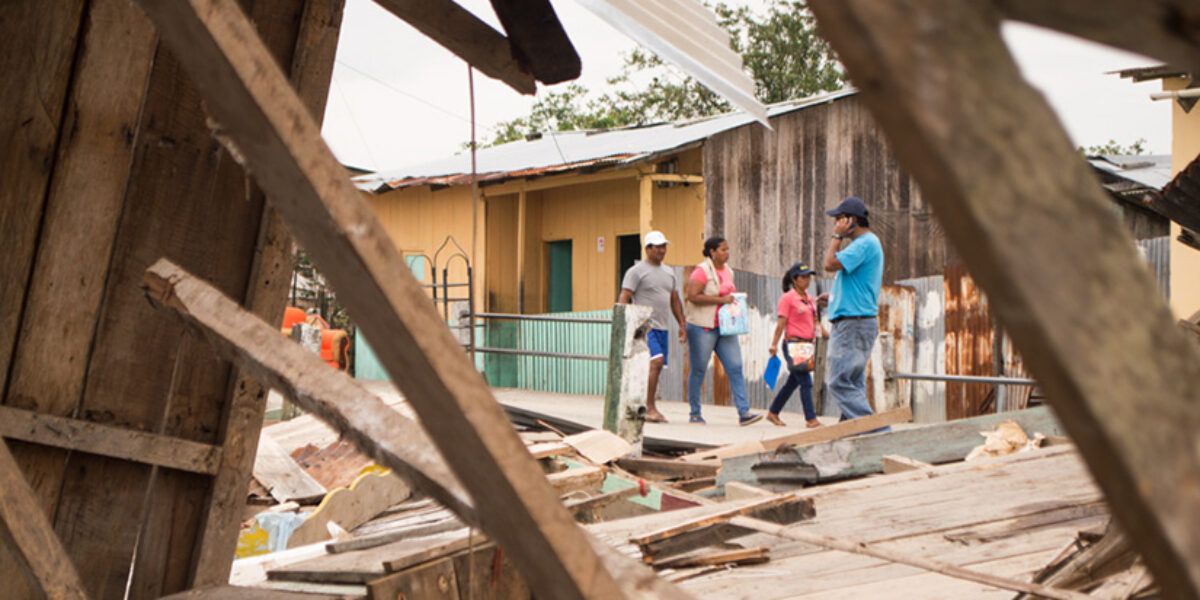 This photo from United Bible Societies in Ecuador shows the relief effort in response to April’s magnitude-7.8 quake. Photo Credit: United Bible Societies in Ecuador/Victor Sosa.