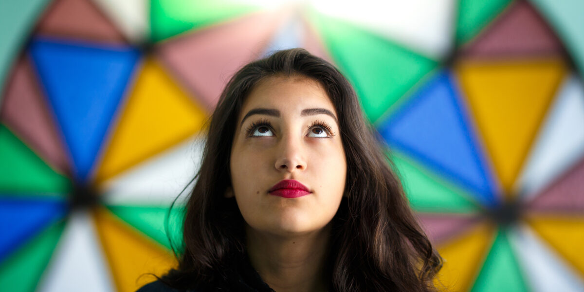 Colorful background girl portrait