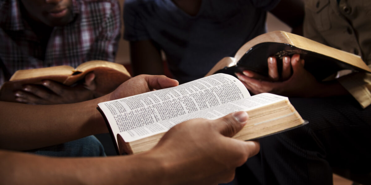 Young adults in a Bible study.